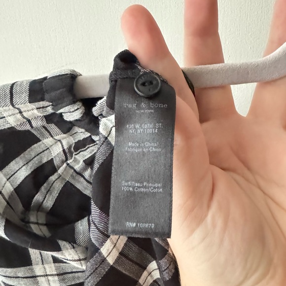 Rag & Bone | Greta Black and White Plaid Off Shoulder Top - Picture 12 of 12
